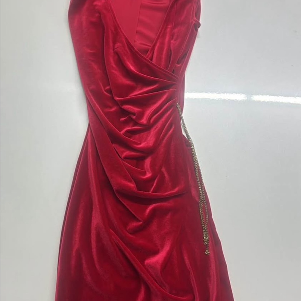 Elie Tahari Red Ruched One Shoulder Cocktail Dress